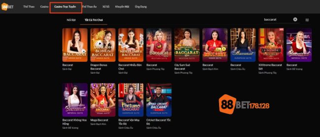 Cách tham gia đặt cược Baccarat 188Bet 